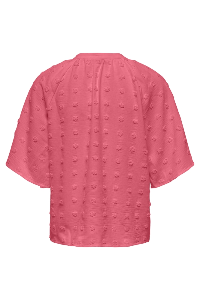 ONLIVANA LIFE 34 DOBBY V-NECK TOP W 15353159 CORAL PARADISE